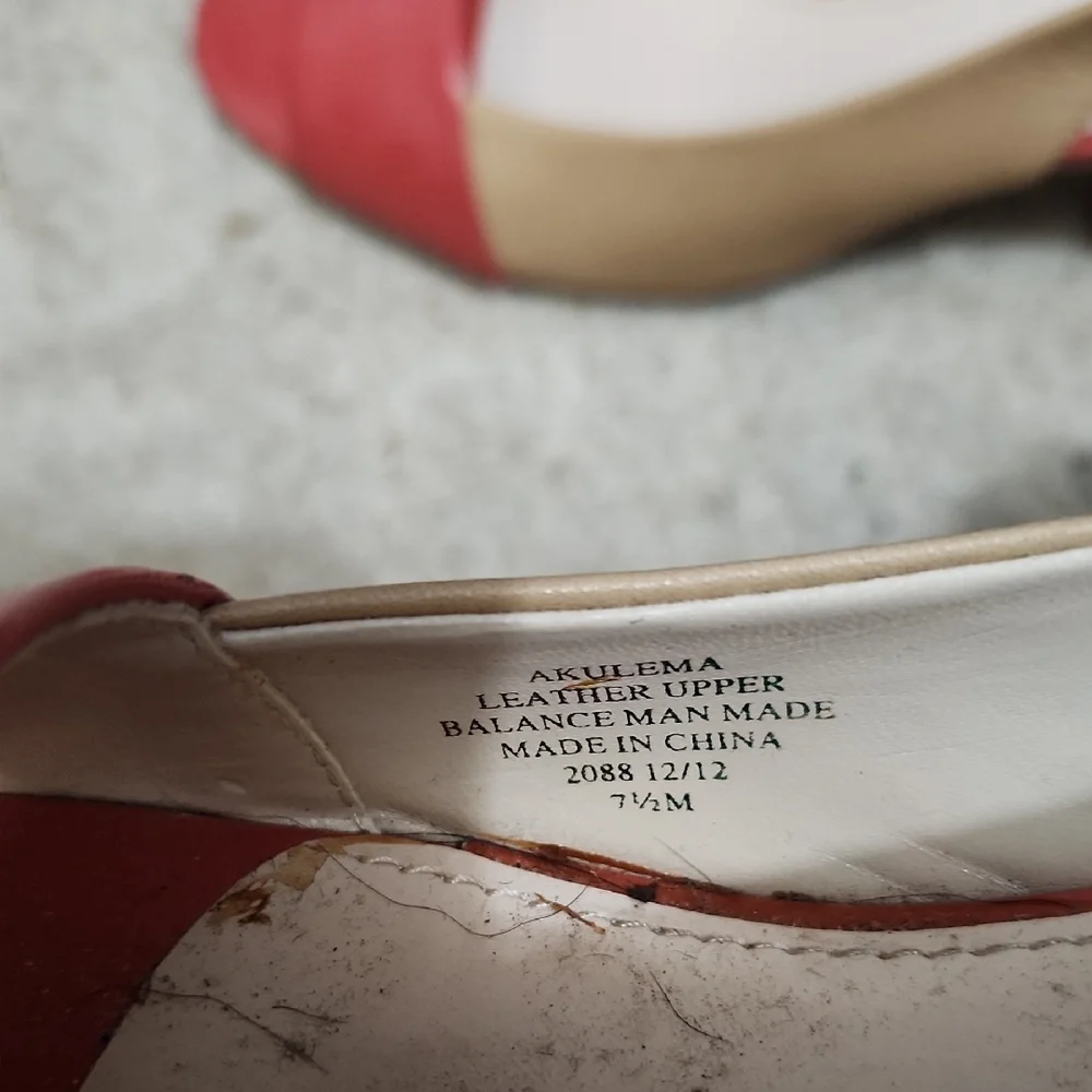 Anne Klein Red and Tan Open-Toe Sandals - Picture 3 of 4